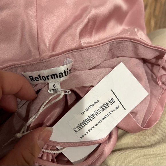 NWT Reformation Valora Satin Halter Maxi Dress in Color Babygirl Pink Size 6 - Picture 11 of 15